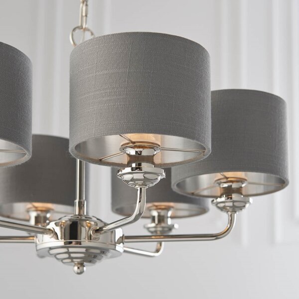 Endon 94381 - Lustr na řetězu HIGHCLERE 6xE14/28W/230V šedá/lesklý chrom