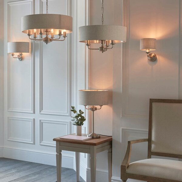 Endon 94369 - Stolní lampa HIGHCLERE 3xE14/18W/230V béžová/matný chrom