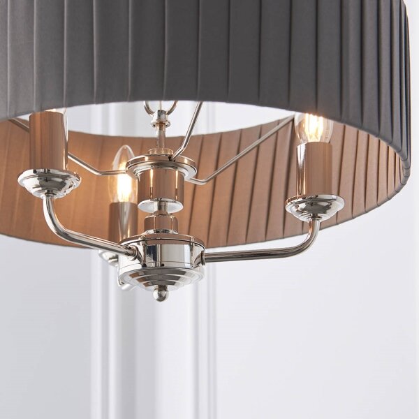 Endon 94394 - Lustr na řetězu HIGHCLERE 3xE14/40W/230V tmavě šedá/lesklý chrom