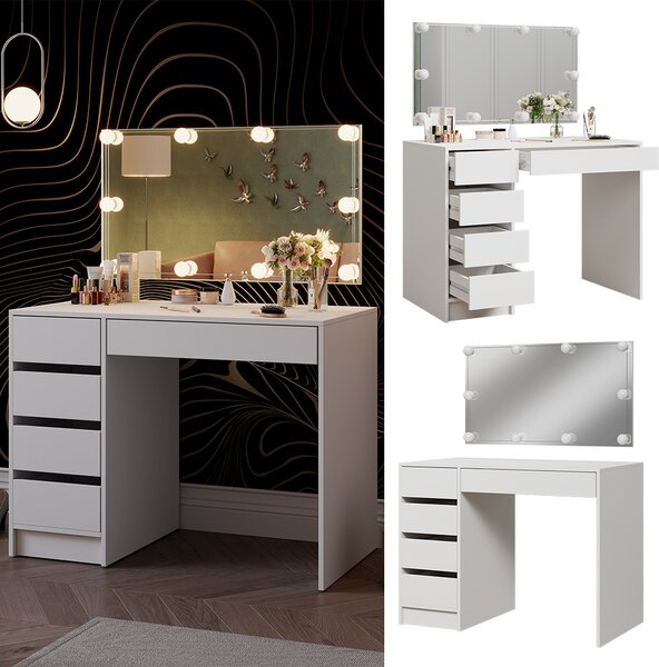 Toaletní stolek Vicco Thalia Bílá 100 cm s osvětlením LED, Model 41531
