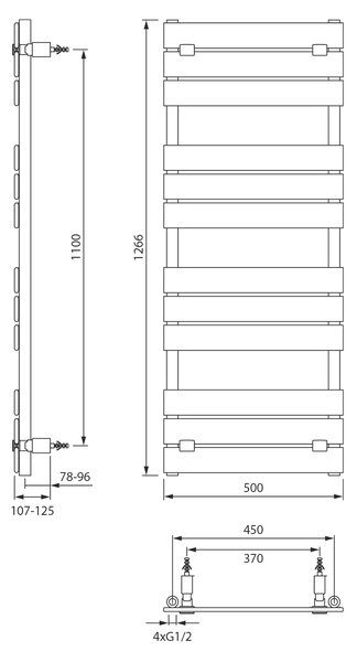 Aqualine Aqualine, BONDECO topné těleso 500x1266mm, černá mat, DC512B