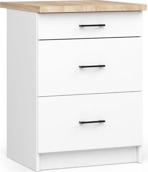 AKORD Furniture Factory KS0POLIBIA3S007, Bílá, 16 mm, 3 zásuvka/zásuvek, 460 mm, 600 mm, 850 mm