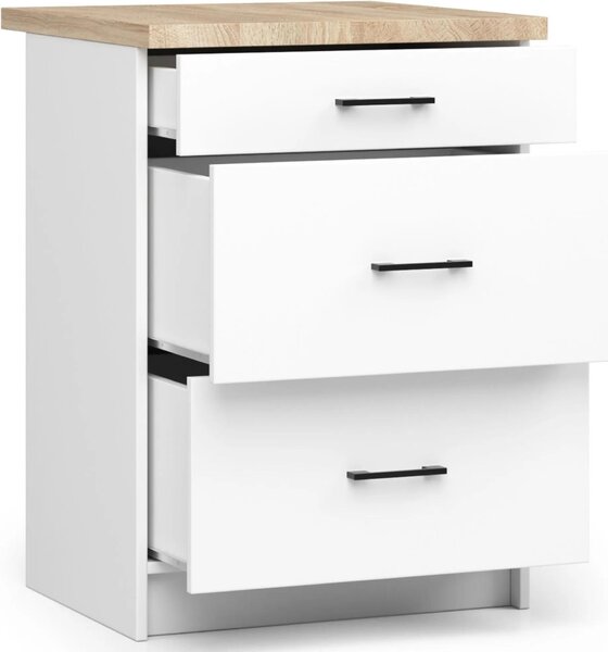 AKORD Furniture Factory KS0POLIBIA3S007, Bílá, 16 mm, 3 zásuvka/zásuvek, 460 mm, 600 mm, 850 mm