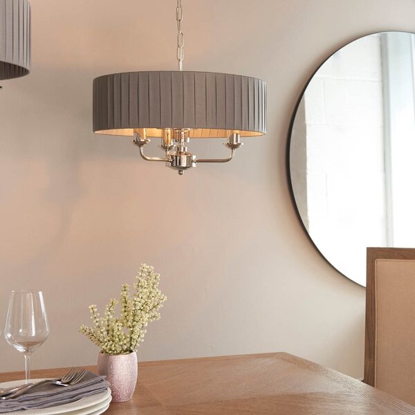 Endon 94394 - Lustr na řetězu HIGHCLERE 3xE14/40W/230V tmavě šedá/lesklý chrom