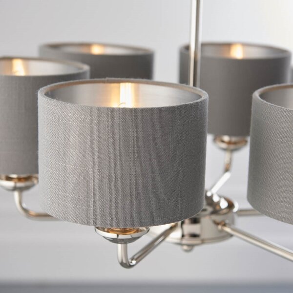 Endon 94381 - Lustr na řetězu HIGHCLERE 6xE14/28W/230V šedá/lesklý chrom