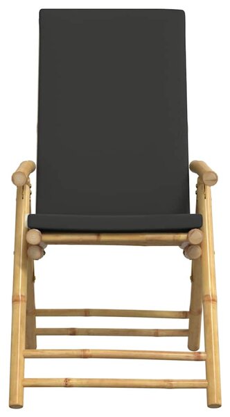 3dílný skládací bistro set s tmavě šedými poduškami bambus 3208932