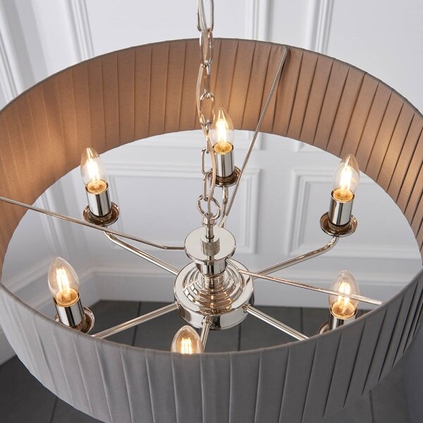 Endon 94397 - Lustr na řetězu HIGHCLERE 6xE14/40W/230V šedá/lesklý chrom