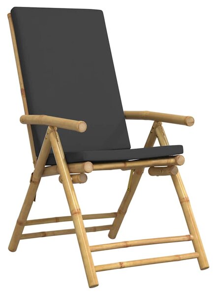 3dílný skládací bistro set s tmavě šedými poduškami bambus 3208932