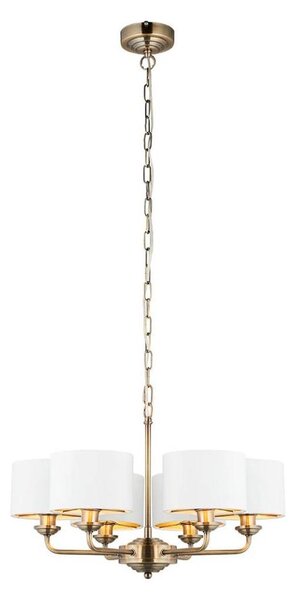 Endon 98936 - Lustr na řetězu HIGHCLERE 6xE14/28W/230V bílá/mosaz