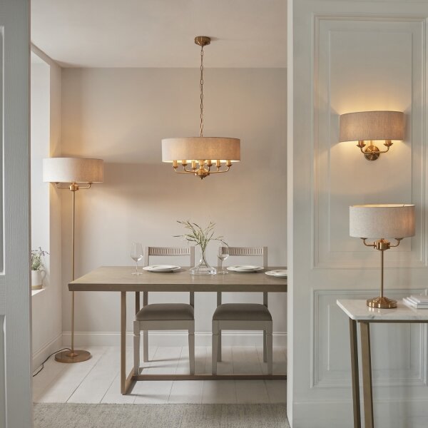 Endon 110721 - Stolní lampa HIGHCLERE 3xE14/18W/230V béžová/mosaz