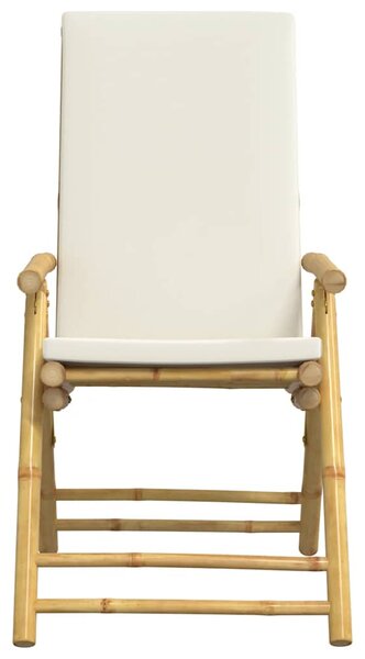 3dílný skládací bistro set s krémově bílými poduškami bambus 3208937