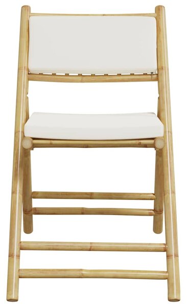3dílný skládací bistro set s krémově bílými poduškami bambus 3208933