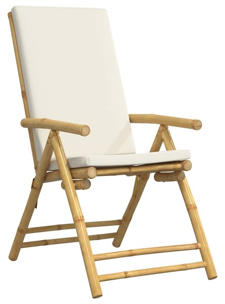 3dílný skládací bistro set s krémově bílými poduškami bambus 3208937