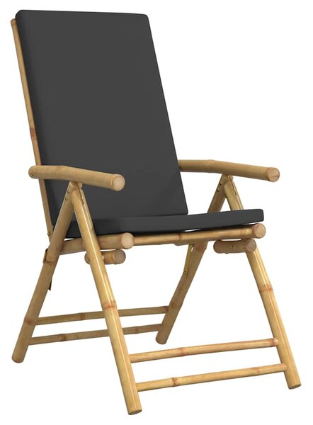 3dílný skládací bistro set s tmavě šedými poduškami bambus 3208938
