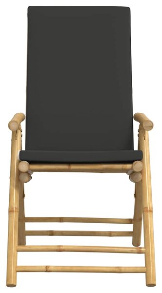 3dílný skládací bistro set s tmavě šedými poduškami bambus 3208938