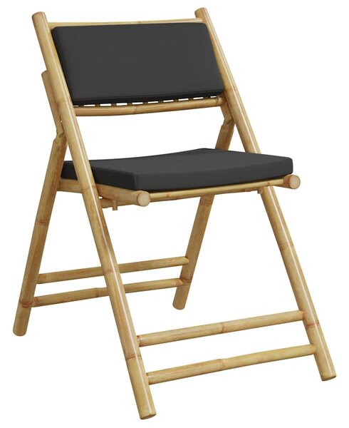 3dílný skládací bistro set s tmavě šedými poduškami bambus 3208940