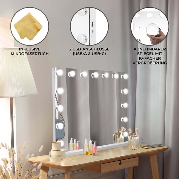 Zrcadlo LED Bluetooth - 58 x 46 cm