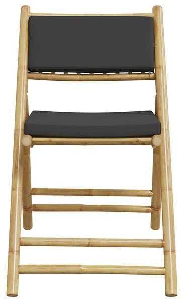 3dílný skládací bistro set s tmavě šedými poduškami bambus 3208940