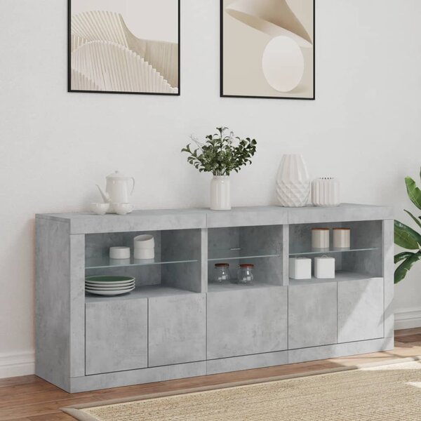 Příborník s LED osvětlením betonově šedý 162 x 37 x 67 cm 3208998