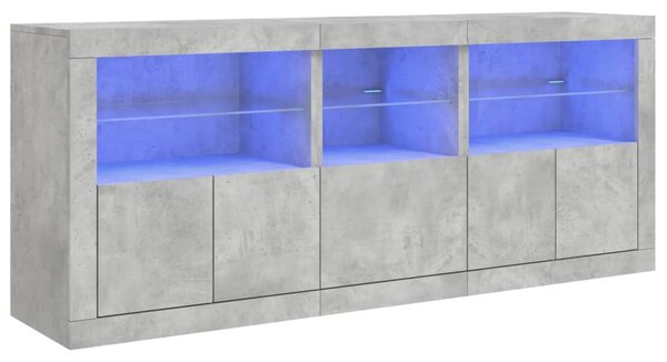 Příborník s LED osvětlením betonově šedý 162 x 37 x 67 cm 3208998