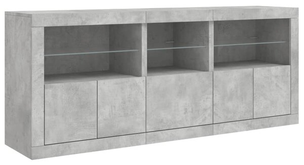 Příborník s LED osvětlením betonově šedý 162 x 37 x 67 cm 3208998