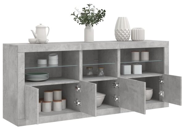Příborník s LED osvětlením betonově šedý 162 x 37 x 67 cm 3208998