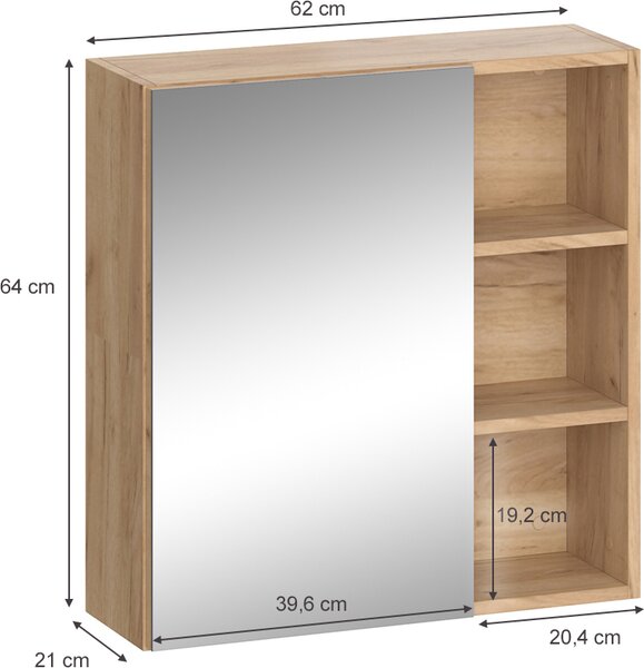 Koupelnová zrcadlová skříňka Vicco Senyo Antracit 62 x 64 cm, Model 36360