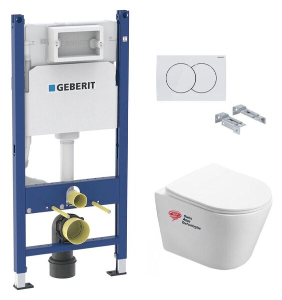 Závěsný WC set s modulem Geberit Duofix a bezokrajovým WC SAT Infinitio