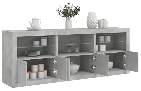 Příborník s LED osvětlením betonově šedý 181,5 x 37 x 67 cm 3209005