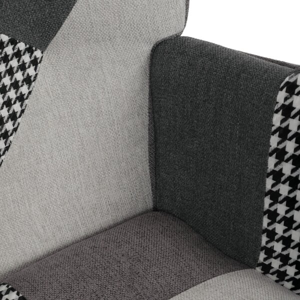 Vikio Houpací křeslo patchwork šedá látka AKR108PWC