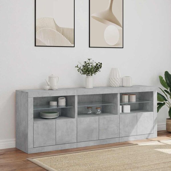 Příborník s LED osvětlením betonově šedý 181,5 x 37 x 67 cm 3209005