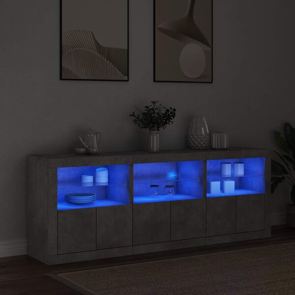 Příborník s LED osvětlením betonově šedý 181,5 x 37 x 67 cm 3209005