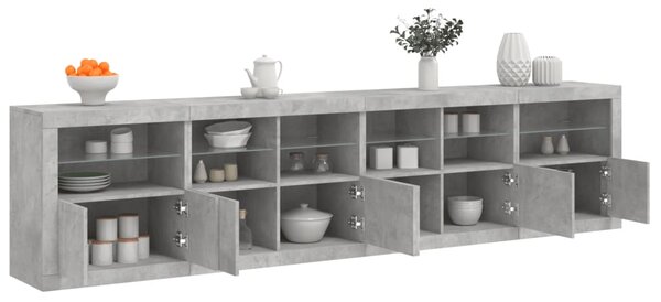 Příborník s LED osvětlením betonově šedý 283 x 37 x 67 cm 3209019
