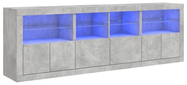 Příborník s LED osvětlením betonově šedý 202 x 37 x 67 cm 3209012
