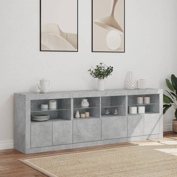 Příborník s LED osvětlením betonově šedý 202 x 37 x 67 cm 3209012