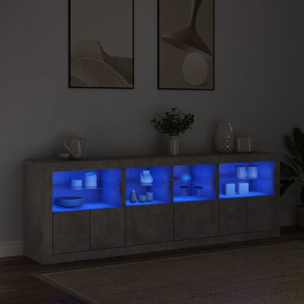 Příborník s LED osvětlením betonově šedý 202 x 37 x 67 cm 3209012