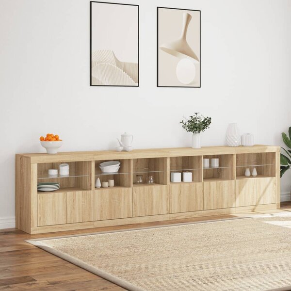 Příborník s LED osvětlením dub sonoma 283 x 37 x 67 cm 3209018