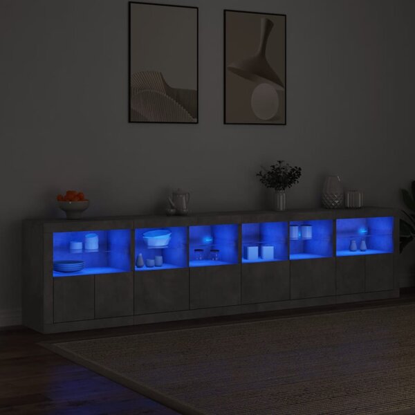 Příborník s LED osvětlením betonově šedý 283 x 37 x 67 cm 3209019