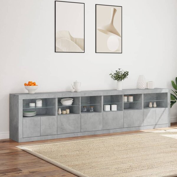 Příborník s LED osvětlením betonově šedý 283 x 37 x 67 cm 3209019