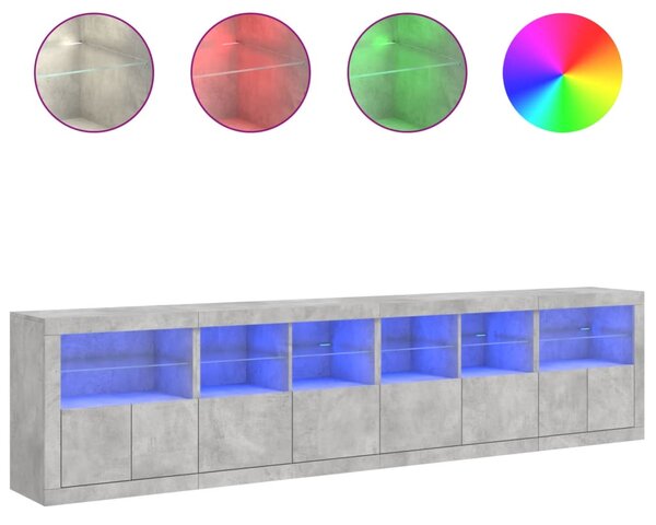 Příborník s LED osvětlením betonově šedý 283 x 37 x 67 cm 3209019
