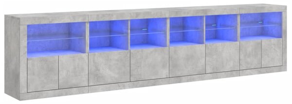 Příborník s LED osvětlením betonově šedý 283 x 37 x 67 cm 3209019