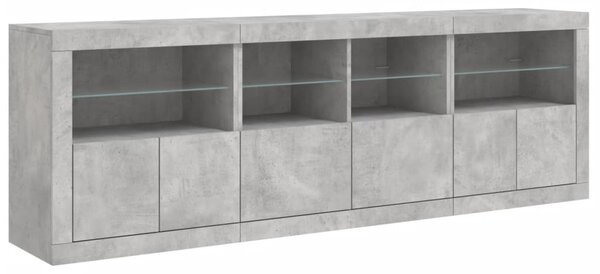 Příborník s LED osvětlením betonově šedý 202 x 37 x 67 cm 3209012