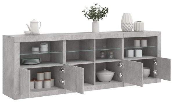 Příborník s LED osvětlením betonově šedý 202 x 37 x 67 cm 3209012