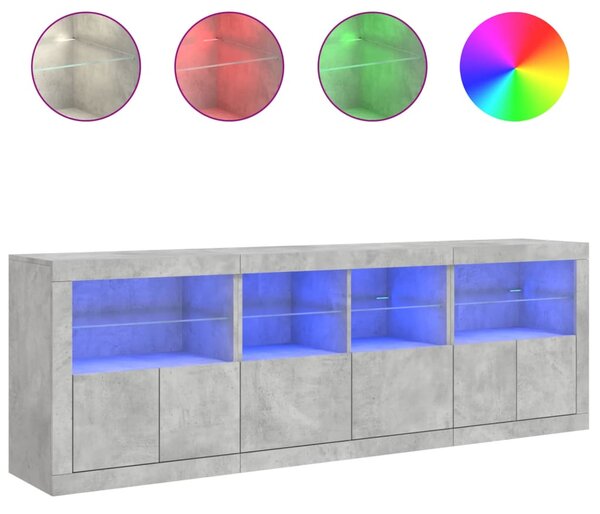 Příborník s LED osvětlením betonově šedý 202 x 37 x 67 cm 3209012