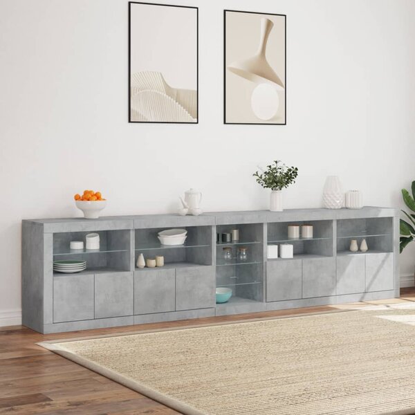 Příborník s LED osvětlením betonově šedý 283 x 37 x 67 cm 3209026