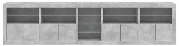 Příborník s LED osvětlením betonově šedý 283 x 37 x 67 cm 3209026