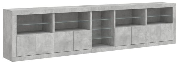 Příborník s LED osvětlením betonově šedý 283 x 37 x 67 cm 3209026