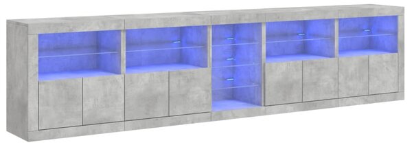 Příborník s LED osvětlením betonově šedý 283 x 37 x 67 cm 3209026