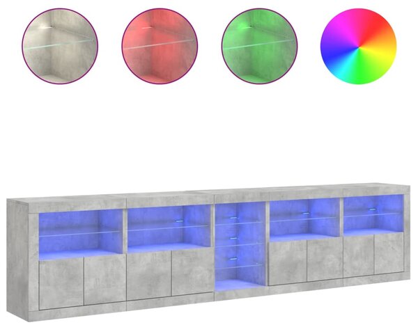 Příborník s LED osvětlením betonově šedý 283 x 37 x 67 cm 3209026