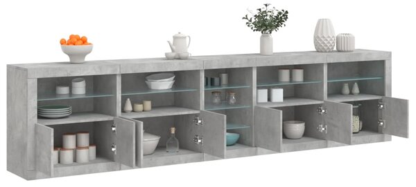 Příborník s LED osvětlením betonově šedý 283 x 37 x 67 cm 3209026